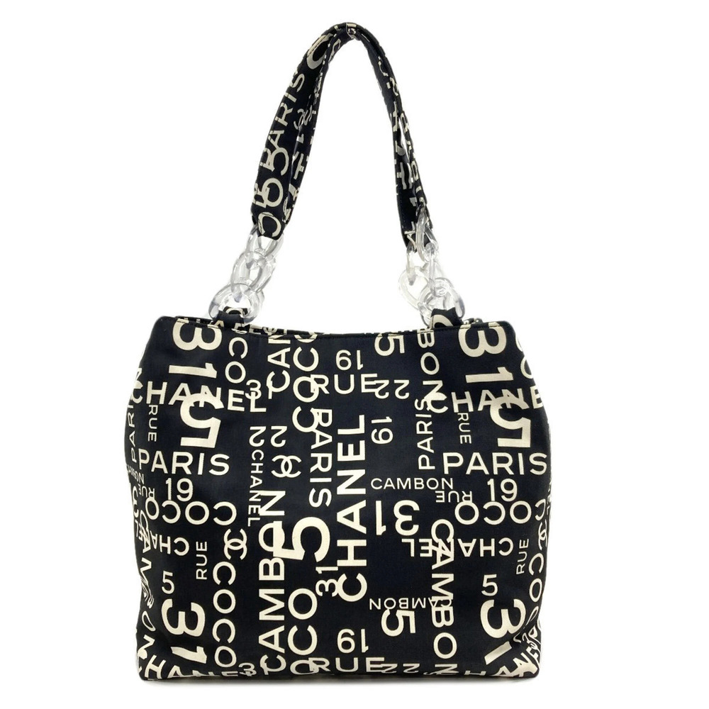 CHANEL Black Canvas Tote Bag